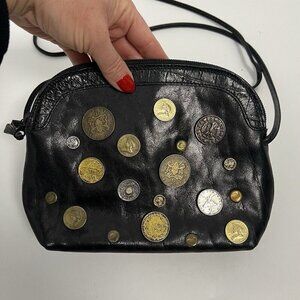 Vintage Genuine Leather Italy Made Republic of Kenya coins purse Crossbody Bag